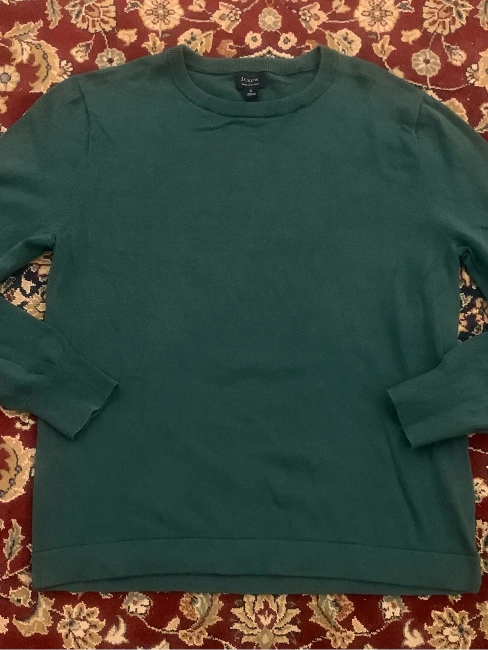 J CREW All Cotton Green Crewneck Sweater